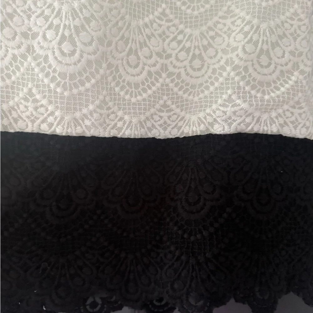 NWT J. Crew White and Black Lace Color Block Pencil Skirt